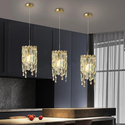 Aurora Crystal Pendant Light in modern home kitchen