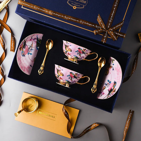 Exquisite ceramic tea cup set with floral design
