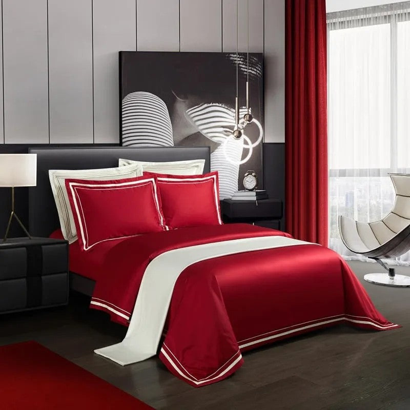Elegant embroidered bedding set adding a decorative touch to your bedroom