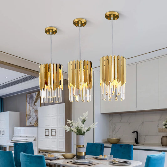 Crystal pendant light fixture for dining room