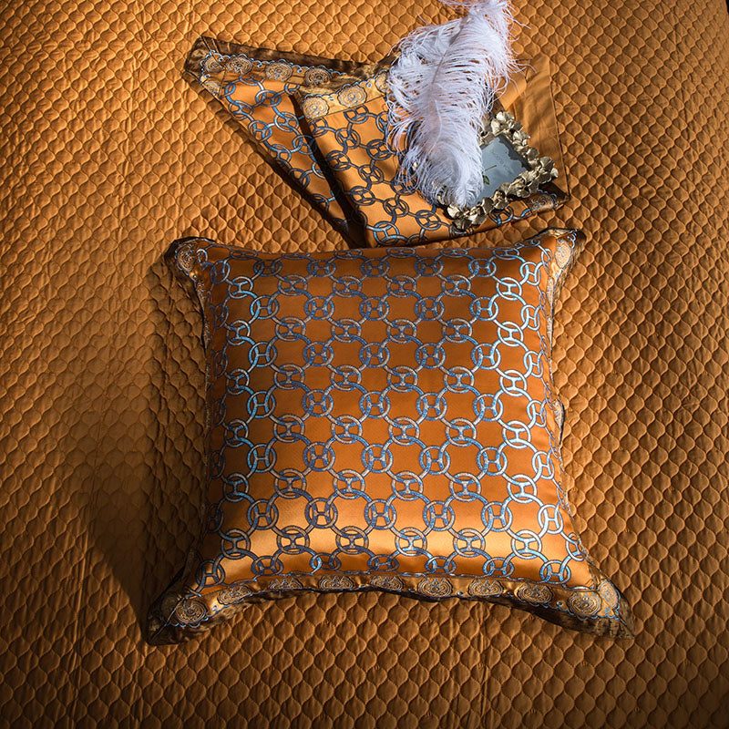 Egyptian Cotton Sheets Royal Golden Embroidered Jacquard Set.
