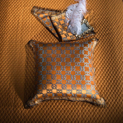 Egyptian Cotton Sheets Royal Golden Embroidered Jacquard Set.
