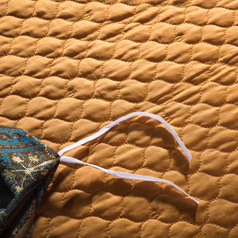 Egyptian Cotton Sheets Royal Golden Embroidered Jacquard Set.