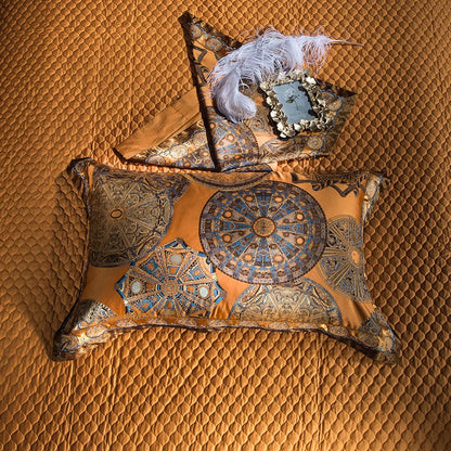 Egyptian Cotton Sheets Royal Golden Embroidered Jacquard Set.