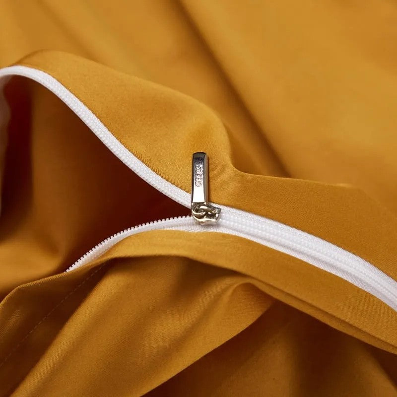 Satin bed sheets creating a luxurious