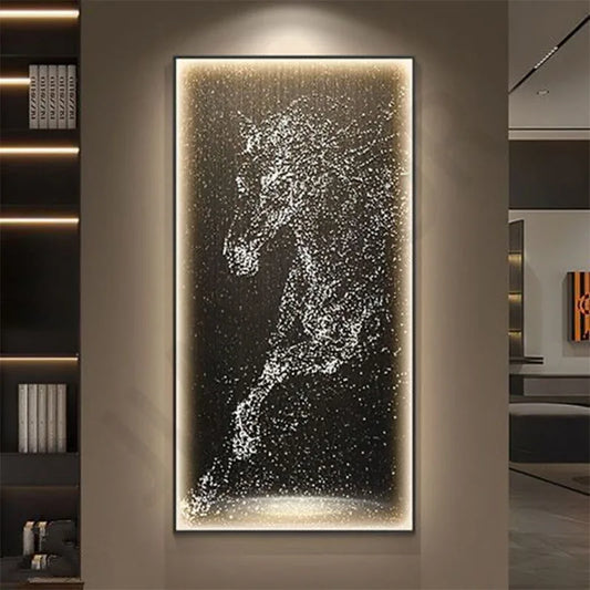 Sparkling Horse LED wall lamp illuminating a modern living room